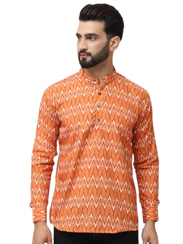 Image of SOJANYA (Since 1958, Men's Pure Cotton Printed ONLY Short Kurta