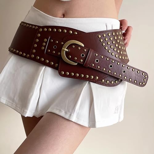 Rivet Studded Cinchers Belt Aesthetic Belt Fashion Punk Belt Girl Waistband Western Belt3