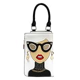 KUANG! Women Novelty Lady Face Shoulder Bags Funky PU Leather Top Handle Satchel Handbags Clutch Purse for Women