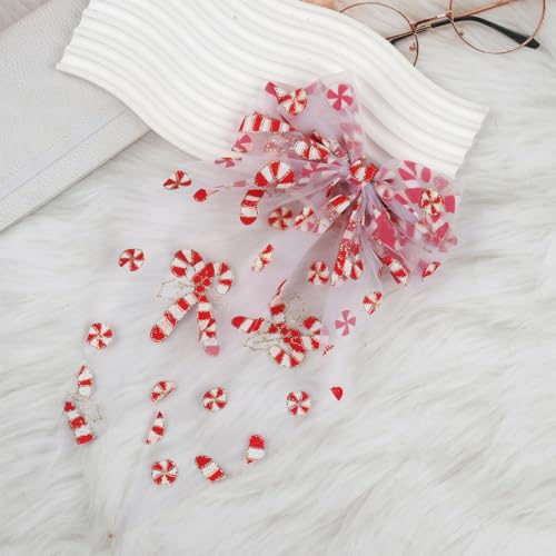 Pinzas para el cabello con moño navideño de bastón de caramelo, accesorios para el pelo rojo y blanco, ideal para fiestas, fotos y regalos (1 unidad) miniatura 6
