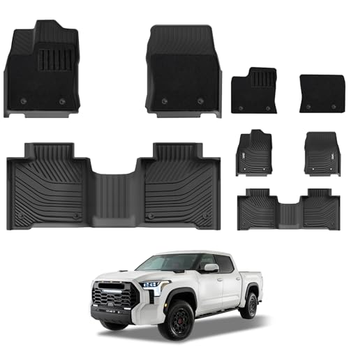Image of 3W Floor Mats Fit 2022-2026 Toyota Tundra CrewMax Cab, TPE All-Weather