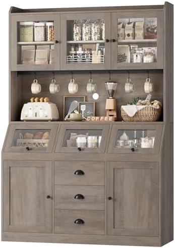 HIFIT 71.4” Tall Kitchen Pantry Storage Cabinet, Farmhouse Tall P...