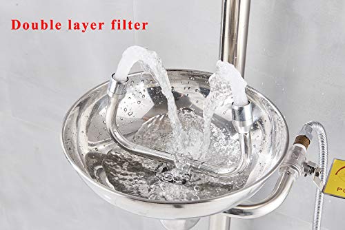 Suguword Stainless Steel Emergency Eyewash Shower Station Emergency Shower System Combination Shower Eye Wash and Face Wash Station