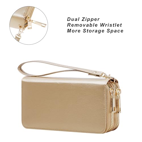 Image of Double Zipper Wallet for Woman Clutch Purse with Cell Phone Holder for Smartphone /Card /Coin /Cash