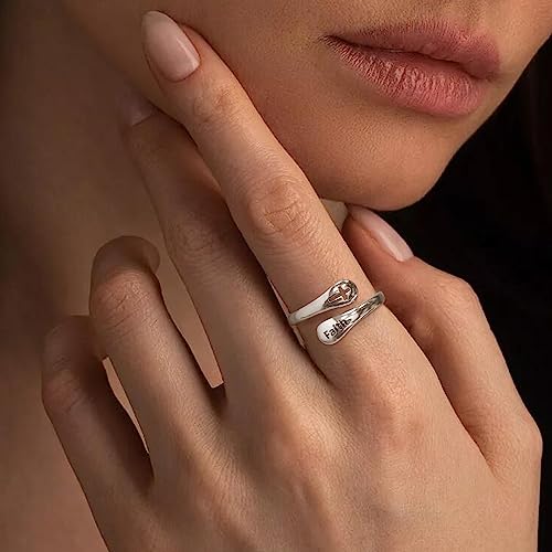 Bolelis 925 Sterling Silver Cross Ring For Women - Christian Inspirational Encouragement Vintage Victorian Spoon Jewelry,Statement Wrap Finger Open Adjustable Thumb Ring Gift For Teen Girls #TOP3