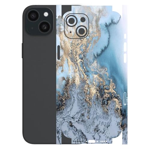 Image of AtOdds - Full Body Back Screen Guard Protector Film - Lamination Wrap Skin Sticker for iPhone 15 Plus | Scratchproof Matte Finish (Design - Blue Marble)