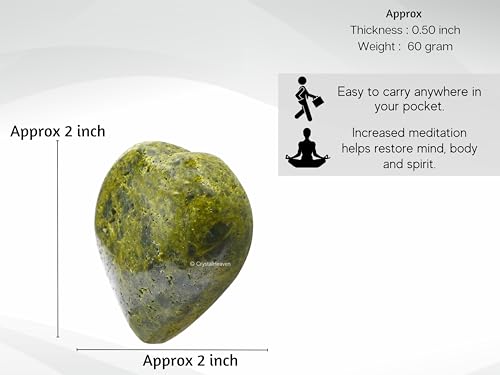 Image of Crystal Heaven Certified Green Tourmaline In Matrix Heart Palm Pebbles Stones Anxiety Stress Relief Massage - Aaa Grade Original Healing Gemstone Agate Heart Palm Stone Yoga Meditation Spiritual