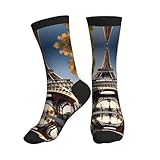 bvgweet Cityscape Paris Tour Eiffel France Imprimer Chaussettes athlétiques pour homme Chaussettes de sport respirantes Chaussettes de sport Crew Chaussettes pour Gym Running, 3 noir, Taille unique