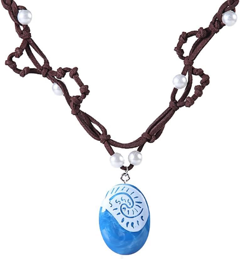 Clataly Ocean Necklace Hand Woven Moana Pendant Necklace Imitation Pearl Choker Necklace Parts Supplies for Women