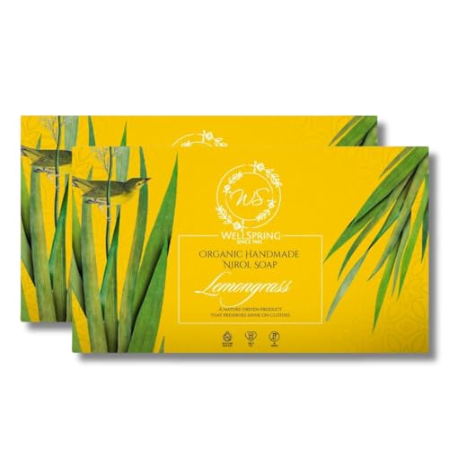 Image of Wellspring (Pack of 2) Nirol Natural Washing Laundry Soap Bar | Veg, Organic And Chemical Free| Baby Safe| For Sensitive Skin| Lemongrass Fragrance (240 Grams)