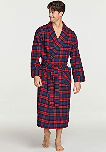 CQR Men's 100% Cotton Flannel Robe, Lightweight Soft Plaid Lounge & Night Sleepwear Robes3