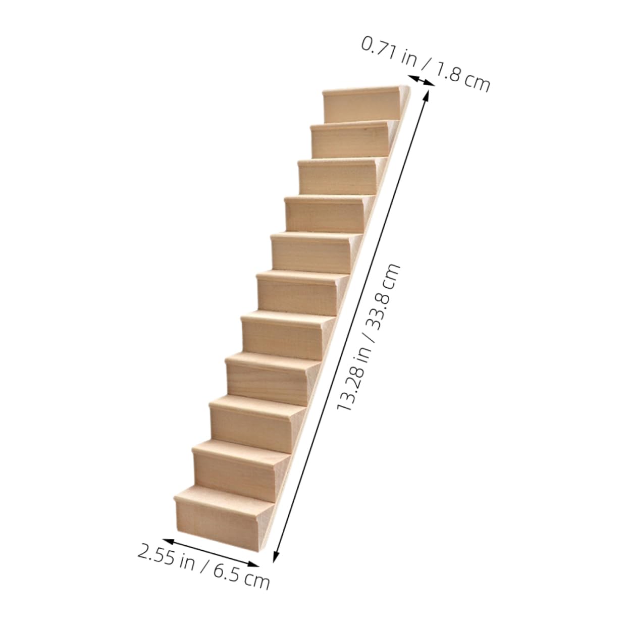 VICASKY 3pcs Scale Miniature Wooden Dollhouse Stairs Pre Assembled Unpainted Armless Staircase for Doll House Furniture Decor Simulated Model for Play House Accessories - Image 2