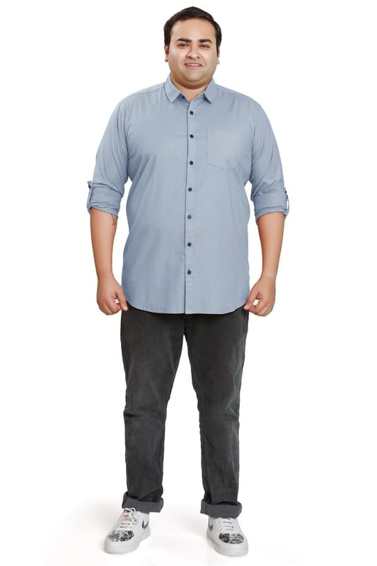 Image of BE ACTIVE Plus Size Lycra Cotton Satin for Men Shirts|| All Plus Size Men|| Cotton Stylish Full Sleeves Shirt for Men