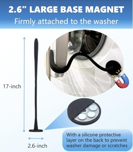 Image of Front Load Washer Door Prop, Magnetic Washer Door Prop Prevent Odors, Keep Washer Dry & Fresh with Adjustable Hose, Strong Magnet, and Durable Silicone Design for Front Load Washer, BLACK