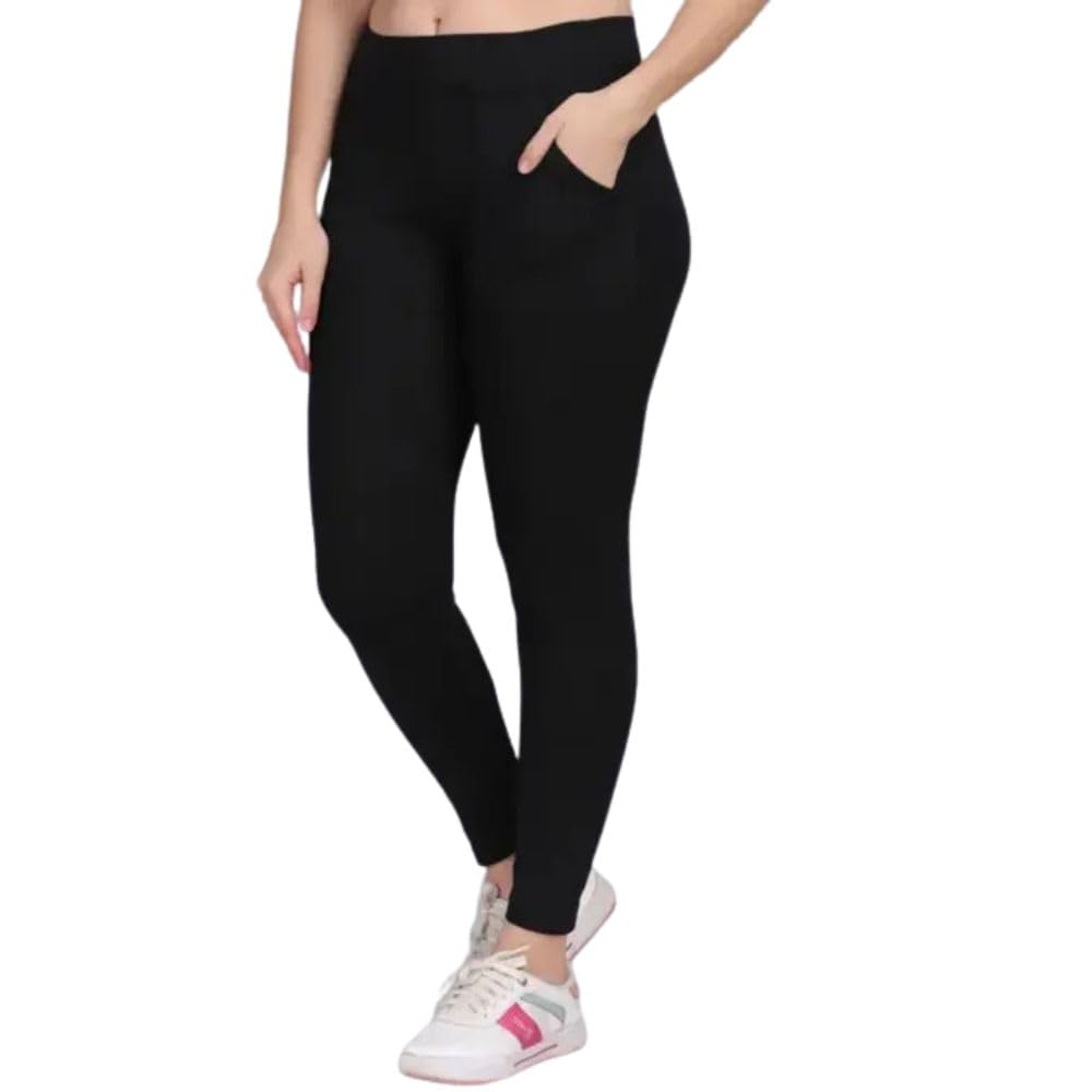 Aruna Lifestyle Women's Stretchable Pocket Jeggings - Mid Waist, Ankle Length, Breathable Fabric, Elastic Waistband, Perfect for Yoga, Gym & Casual Wear - Slim Fit Pant for Women (Hip Size 28 to 34)-picture-28