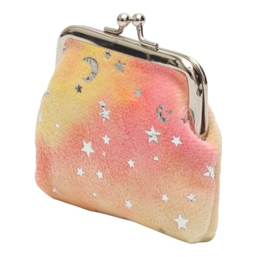 Generic 1Pcs Pouch Wallet Flannel Gold Foil Snap Purse Fleece Fabric Yellow 9x7cm2