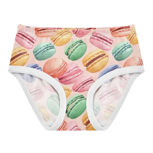 ZZKKO Macarons and Pink Background Girls Underwear Toddler Panties for Girls Comfort Brief Size 8Y