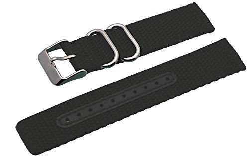 Ballistic 22mm Two Piece Nylon Canvas 22mm Military Black Replacement Watch Band