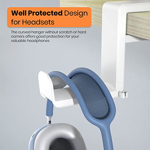Image of 3in1 Rotating Headphone Holder - EURPMASK 3in1 PC Gaming Headset Holder w /Detachable Controller Holder, Adjustable Clamp-on Headset Stand,Headphone Hanger Hook Under Desk w /Cable Clip Organizer