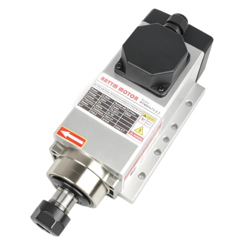 RATTMMOTOR Moteur de broche CNC 2,2 kW - 220 V - 24 000 tr/min - 400 Hz - Refroidissement par air - Broche CNC - Pour machine à graver CNC