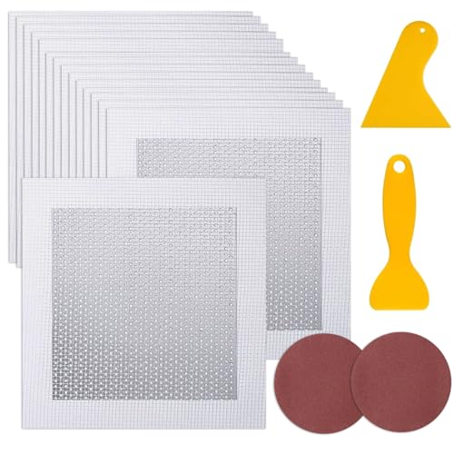 Asaisimg – Kit de réparation de cloison sèche, patch de réparation autocollant en maille avec grattoir et papier de verre, kit de réparation de cloison sèche pour plafond, patch de plafond en