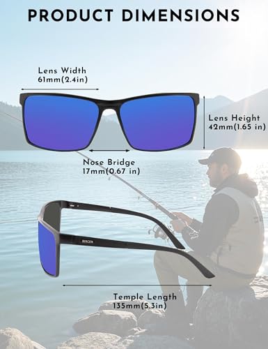 Image of BIRCEN Polarized Anti-Glare Sunglasses for Men: Lightweight Metal Wrap around Sun Glasses UV Protection for Driving Fishing