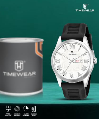 Image of TIMEWEAR Roman Track Dial, Day & Date Functioning, Silicone Strap Analog Watch for Men