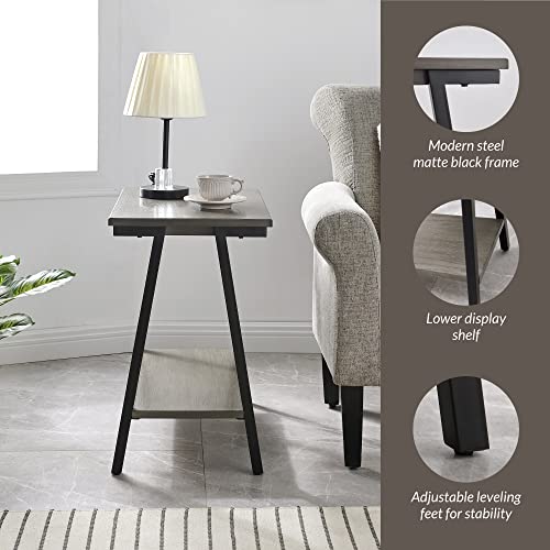 Image of Leick Home Empiria End Table, 15 inch, Smoke Gray, Matte Black