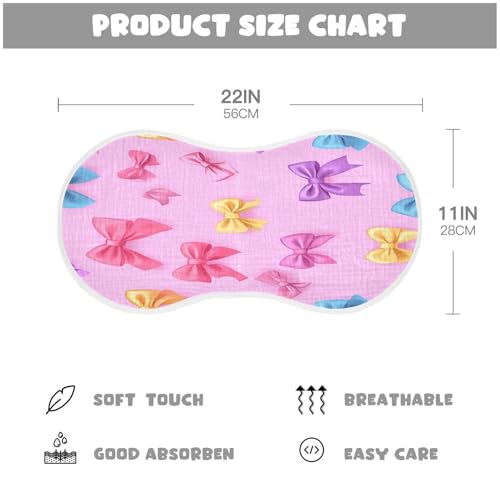 Coloured Bow Plant Burp Cloths Cotton Baby Washcloths,Large 22x11in Burping Cloth Absorbent and Soft for Newborn Baby Boys and Girls,4 Pack4
