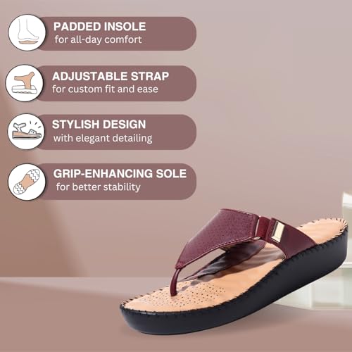 Image of TRASE Orthopedic Casual Slippers for Women | Soft Cushioned Footbed, Arch Support, Adjustable Strap | Ideal for Knee & Foot Pain