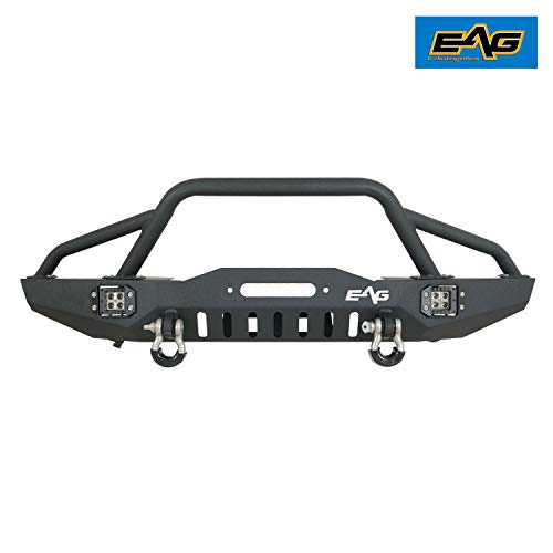 EAG Steel Front Bumper with LED Lights and Winch Plate Fit for 84-01 Cherokee XJ/Comanche MJ - Thumbnail 6