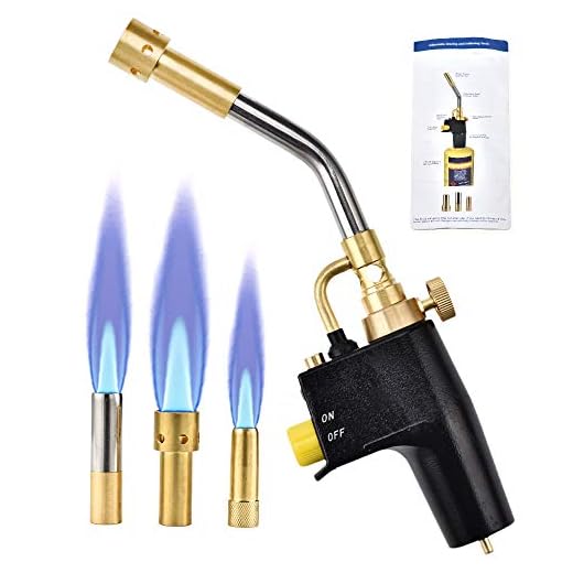 SEAAN Propane MAPP Torch with 3 Tips Gas Trigger-Start Torch/Self-Lighting Swirl Style, Swirl Flame Tip for all Soldering and Brazing Applications