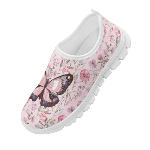 Kids Butterfly Shoes for Girls School Sneakers Breathable Mesh Running Tennis Shoes for Little Kid/Big Kid