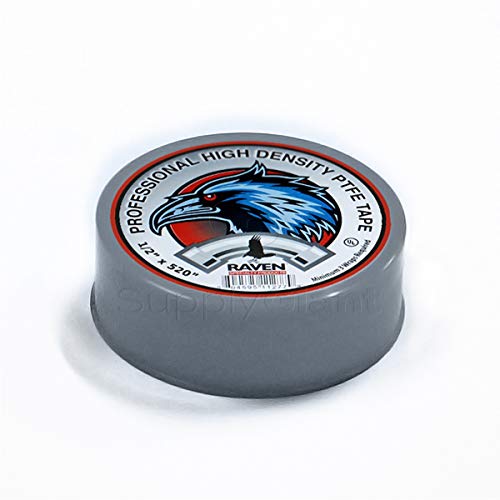 Raven TTC12520G-5 1/2 Inch x 520 Inch Gray Teflon Tape, Seal Pipe Threads, Weather-Resistant, Flexible, Low Dielectric Constant, Non-Toxic and Non-Flammable, Less Sticky on Fingers (5 Pieces)
