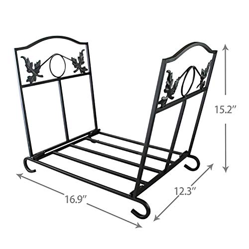 WBHome Large Capacity Firewood Rack Log Holder Wrought Iron, Firewood Stove Stacking Rack Logs Bin Firewood Storage Carrier, for Outdoor/Indoor - Thumbnail 2