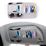 Tesnaao 1 PC Car CD Holder, Multifunctional Sun Visor Storage Clip, Cortex Car Card Sleeve Pocket Organizer, Universal for Most Cars, Trucks, SUVs (Gray)