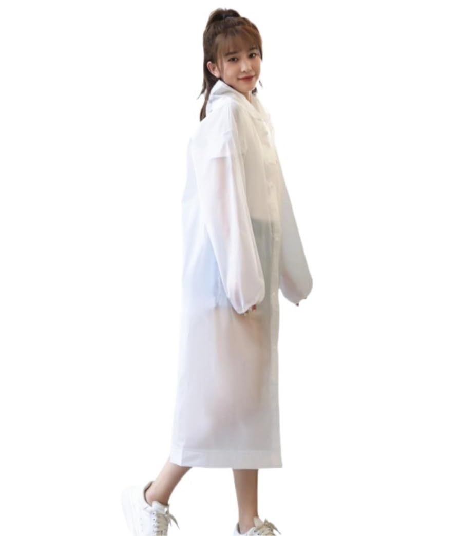 Poncho Pioggia Poncho Impermeabile Impermeabile Da Donna Impermeabile Per Turismo, Escursionismo All'aperto, Giacca A Vento Lunga Da Pioggia Cappotto di Pioggia Poncho Antipioggia ( Color : White , Si