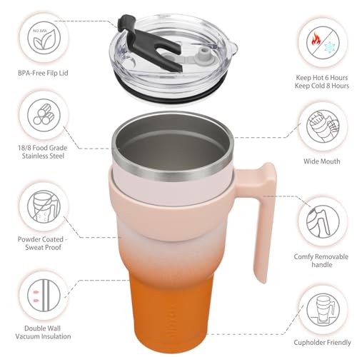 Image of BJPKPK 40 oz Tumbler with Handle & Straw, Insulated Stainless Steel Mug