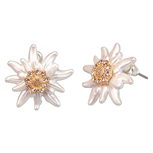 Bavarian Earrings Edelweiss Flower Greta with Rhinestones (bicolor) - Traditional German Pendant Necklace, Charivari, Bracelet3