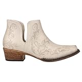 ROPER Womens Ava Laser Embossed Snip Toe Casual Boots Ankle Low Heel 1-2" - Off White - Size 8 B