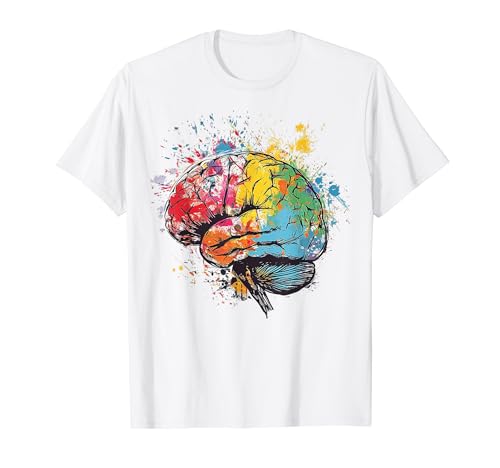 Cerebro Pintura Colorida Arte Gráfico Cerebro Camiseta