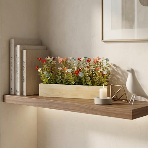 Image of Dekorly Artificial Fern Plant Arrangement with Wooden Planter (24 CM) | Premium Realistic Floral Decor for Table & Living Room | Stylish Indoor Decor for Living Room