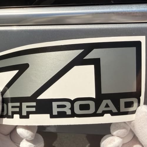 Image of GOLD HOOK Z71 Off Road Decals Stickers fit Chevy Silverado - F (2001-2006) Bed Side 1500 2500 HD Premium Series (Metallic Finish) (Gray)