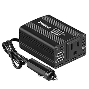 150W Power Inverter 12V DC to 110V AC Car Plug Adapter Outlet Converter with 3.1A Dual USB AC car Charger for Laptop Computer