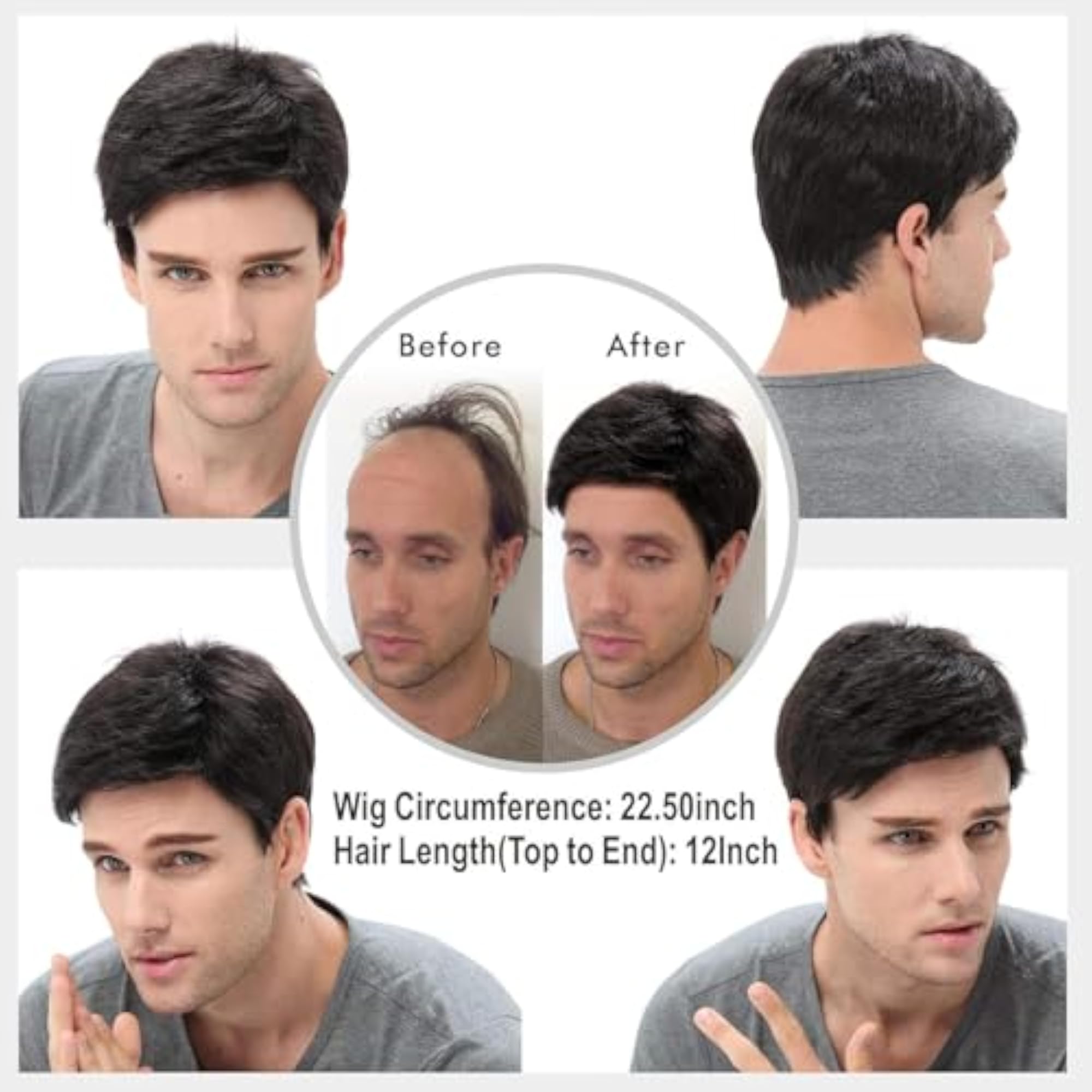 Short Brown Wig for Men, Natural Looking