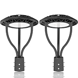 LED Post Top Light with Dusk to Dawn Photocell,20W/30W/40W/60W Power Tunable,3CCT 3000K-4000K-5000K,LED Circular Pole Light Outdoor Post Light for Garden Street Lighting, DLC&ETL Listed-2Pack