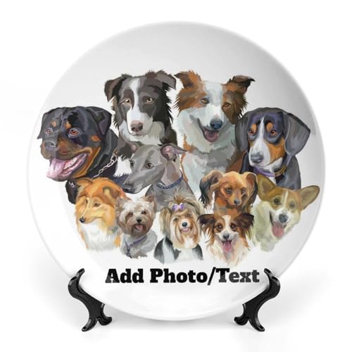 WIORUTI Custom Photo/Text Decorative Plate with Stands, Personalized Porcelain Plate DIY Bone China, Customized Ceramic Dinner Plate with Display Stand, 10 Inch WIORUTI Custom Photo/Text Decorative Plate with Stands, Personalized Porcelain Plate DIY Bone China, Customized Ceramic Dinner Plate with Display Stand, 10 Inch