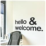 My Vinyl Story Hello and Welcome Office Decor Wall Art Wall Decal Inspirational Motivational Vinyl Office Supplies Home Gym Work Success Wall Sticker Teamwork Welcome Quote Business Sign Gift Large