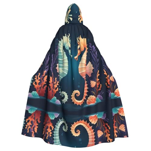 Cape à capuche imprimée hippocampe adulte costume original mixte