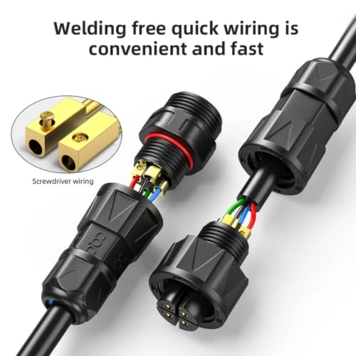 Conector de cable industrial M19 4P de 20A sin soldadura y a tornillo 3